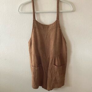 100% cotton brown Sleeveless Muslin Romper